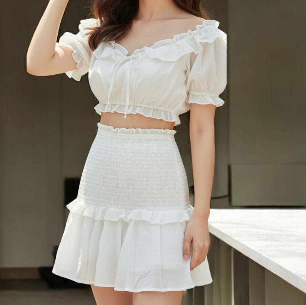 Forever 21 New Off-The-Shoulder Ruffle Mini-dress Set  Size S
